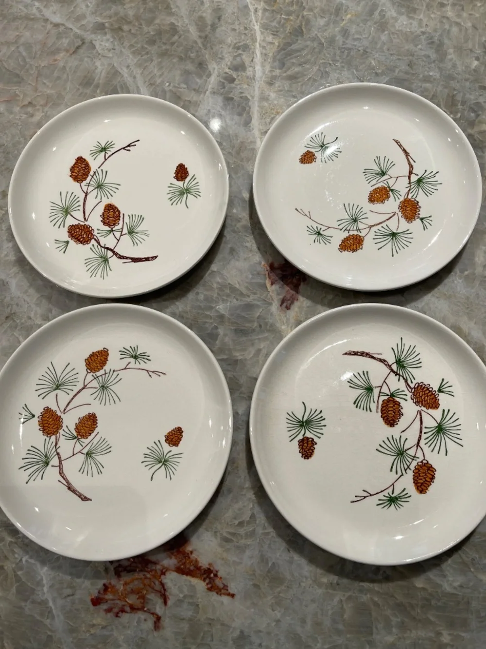 Stetson Marcrest~Vintage Misty Pine ovenproof hand painted underglaze plates